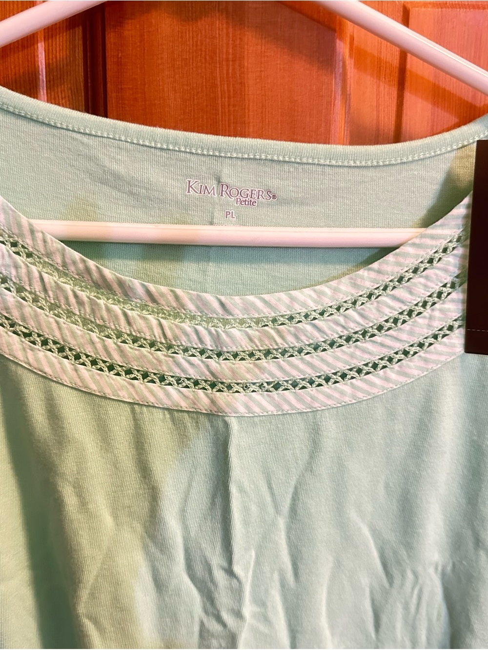 Kim Rogers Mint Short-Sleeve Scoop Neck Top with Embroidered Yoke - Picture 6 of 6